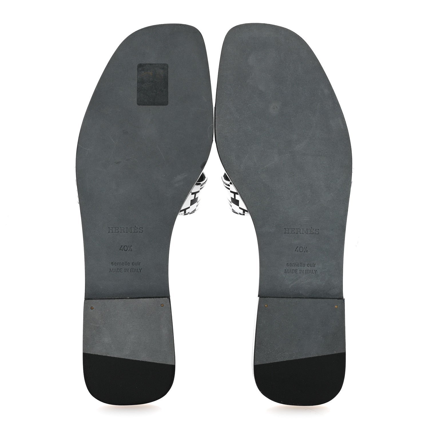 Calfskin Printed Op'H Oran Sandals 40.5 Black White