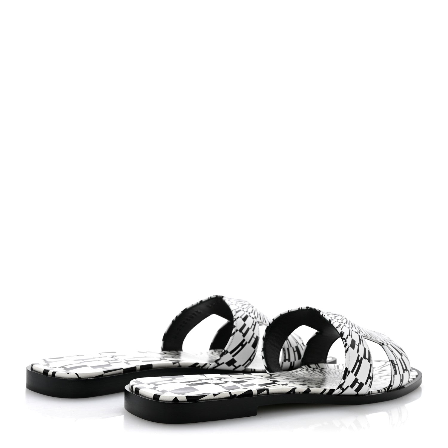 Calfskin Printed Op'H Oran Sandals 40.5 Black White