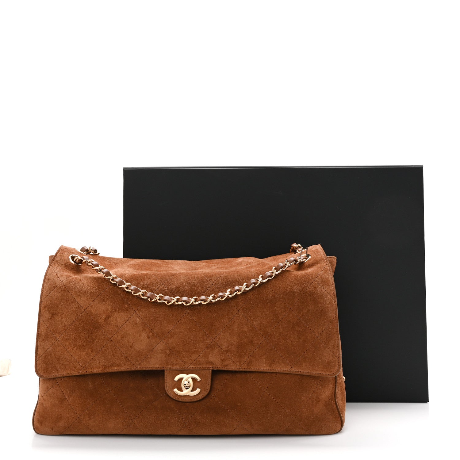 Suede Calfskin Souplissimo Maxi Flap Camel