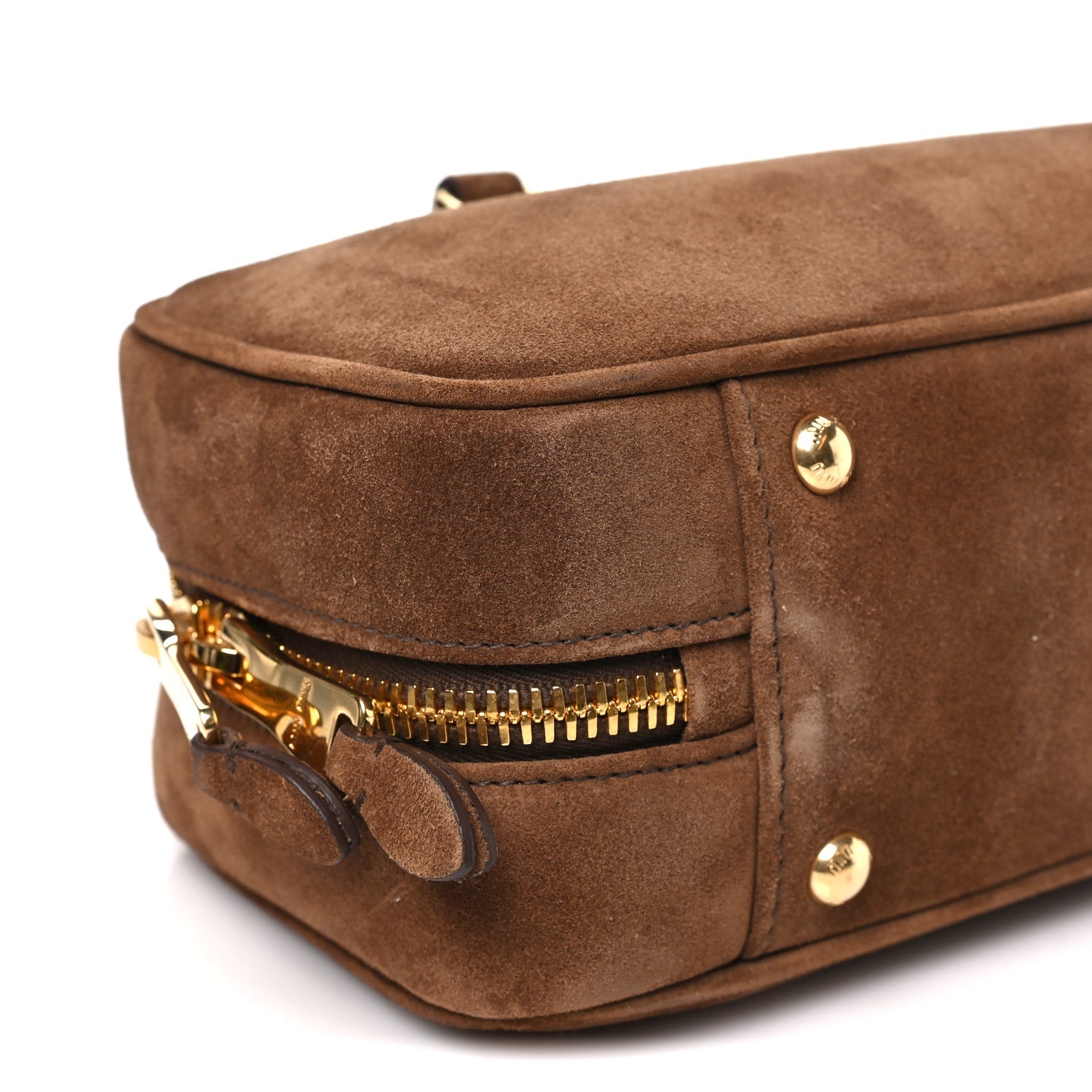Suede Padded Regular Arcadie Top Handle Bag Cacao