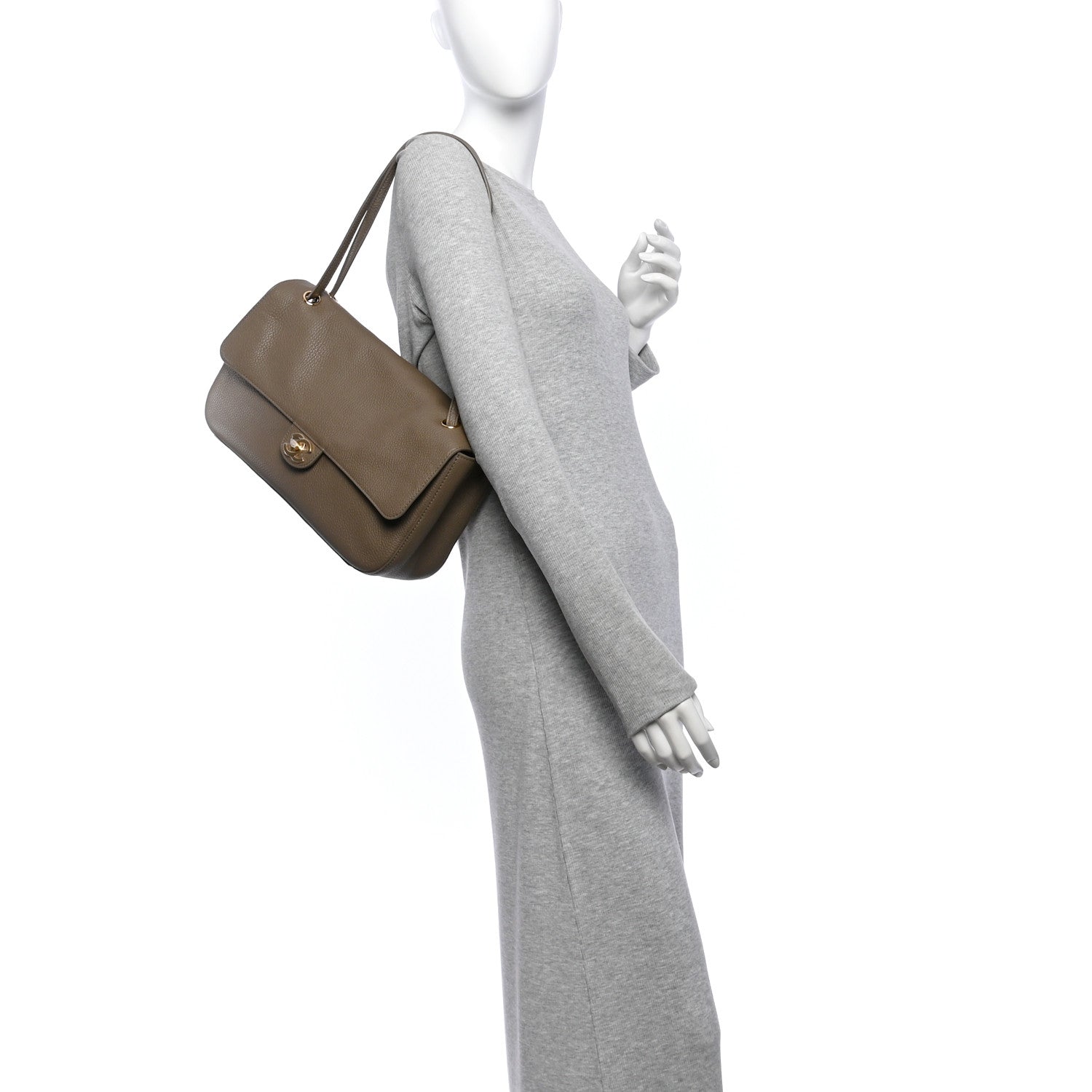 Grained Calfskin Small Souplissimo Maxi Flap Light Brown