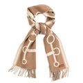 Cashmere Casaque Grand Mors Muffler Camel Ivory