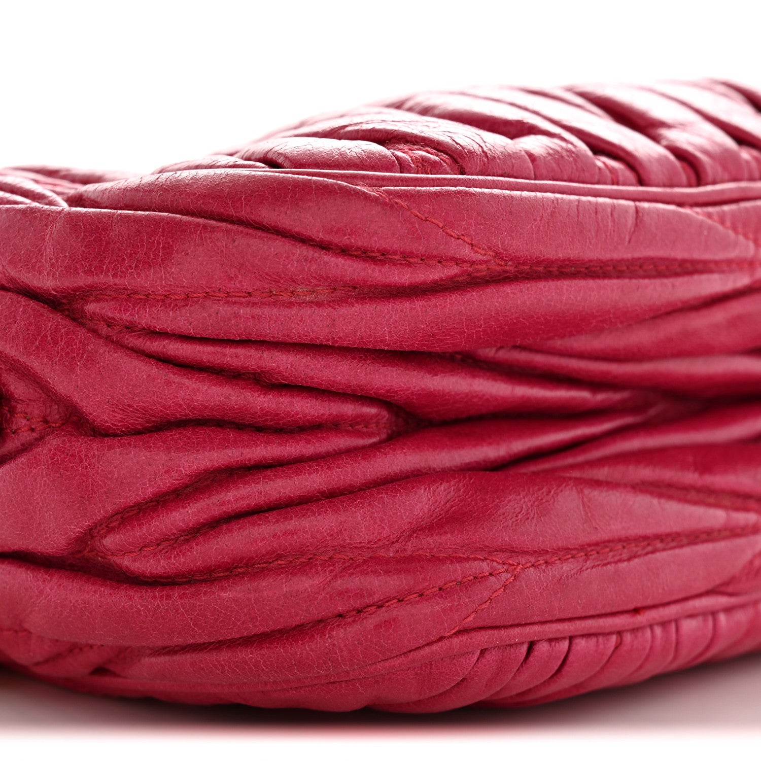 Vitello Lux Matelasse Zip Shoulder Bag Fuxia