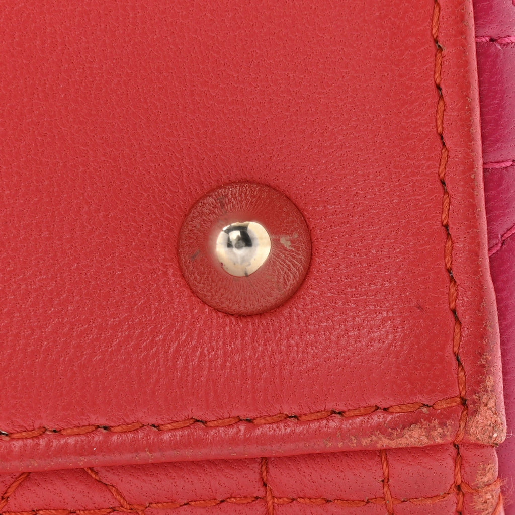 Lambskin Cannage Medium Bi-Color Lady Dior Orange Fuchsia
