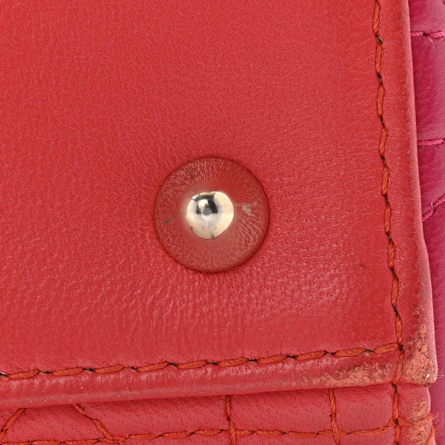 Lambskin Cannage Medium Bi-Color Lady Dior Orange Fuchsia
