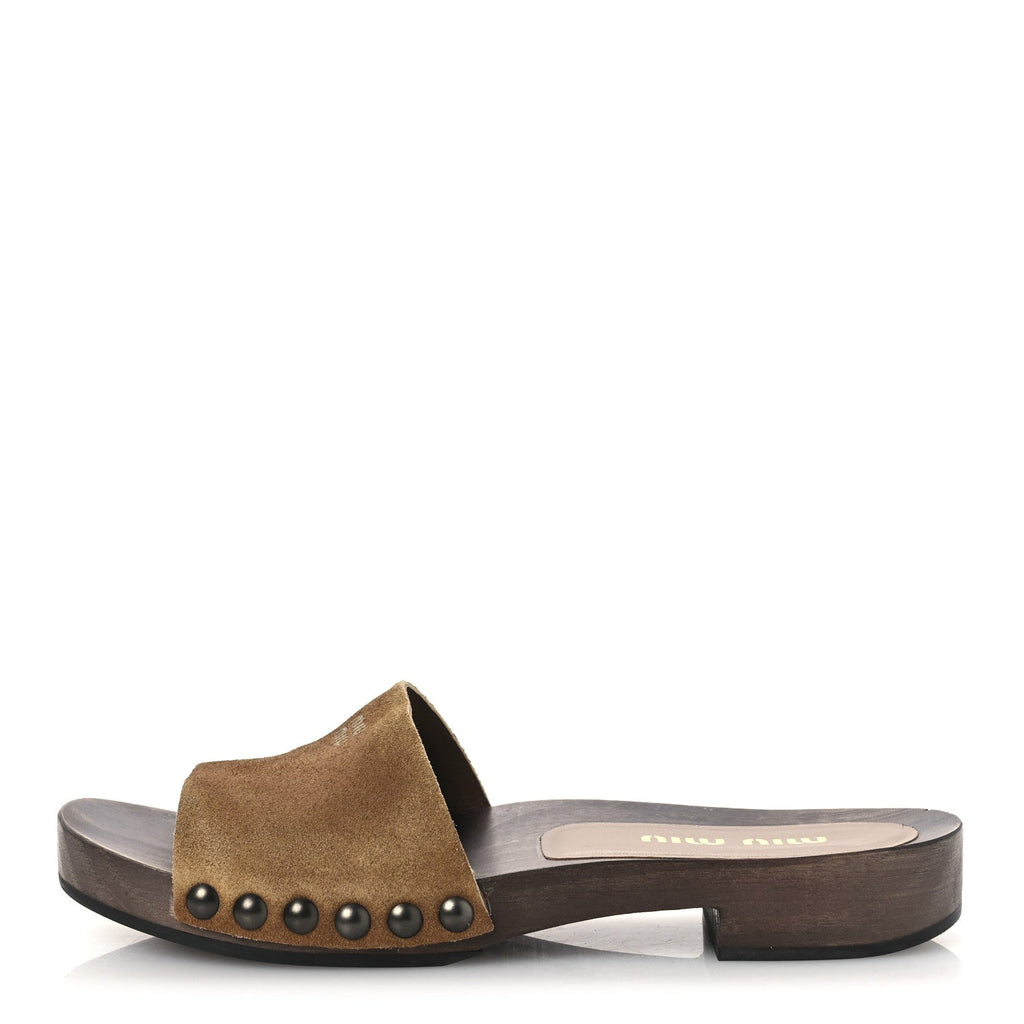 Suede Logo Slide Clogs 37 Cannella