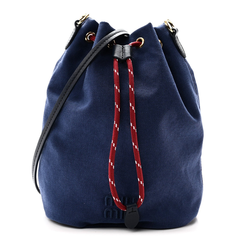 Canvas Gabardine Pouch Bucket Bag Indaco Amaranto