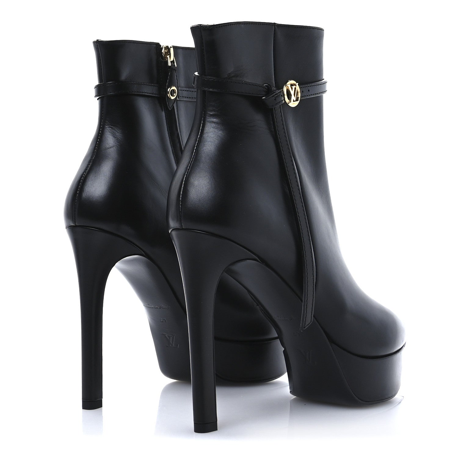 Calfskin LV Roxy Platform Ankle Boots 41 Black