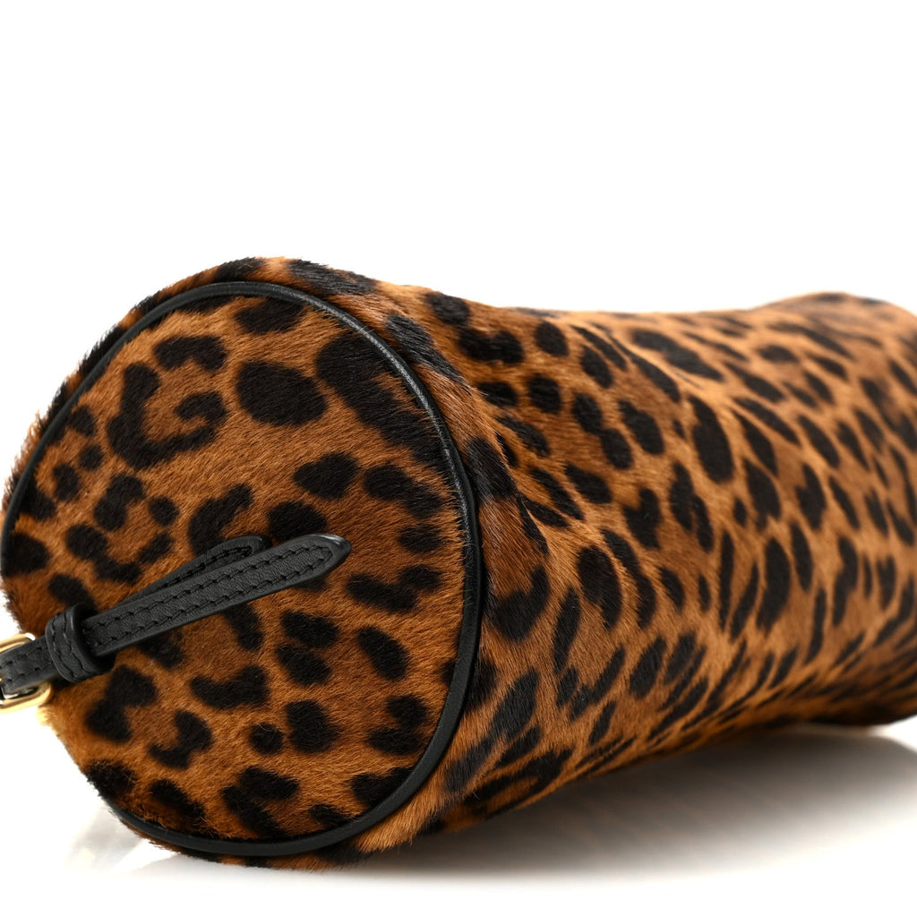 Nappa Calf Hair Leopard Printed Pouch Miele