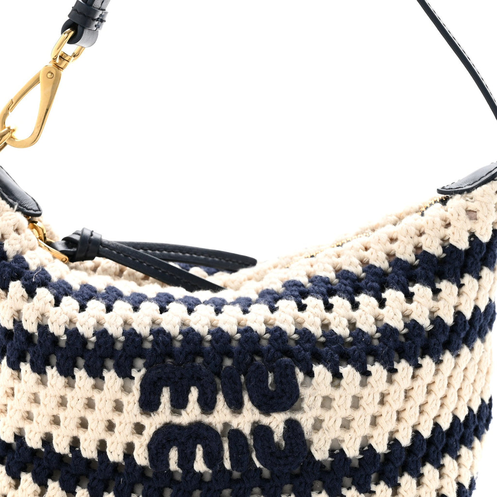 Fabric Crochet Pouch Blue White