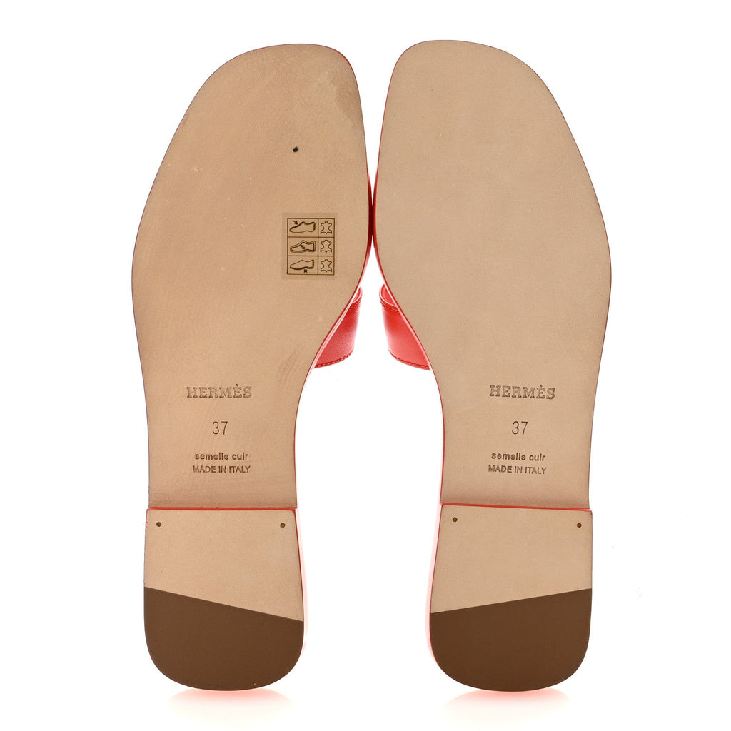 Box Calfskin Oran Sandals 37 Rouge Grenadine