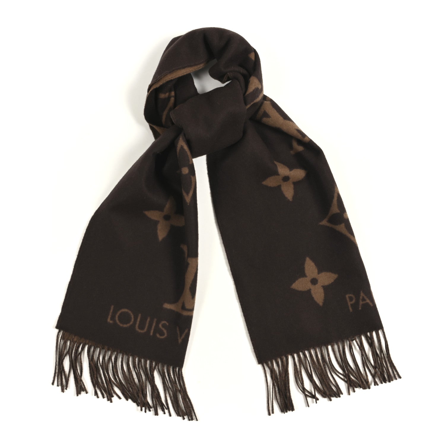 Cashmere Monogram Reykjavik Scarf Dark Brown