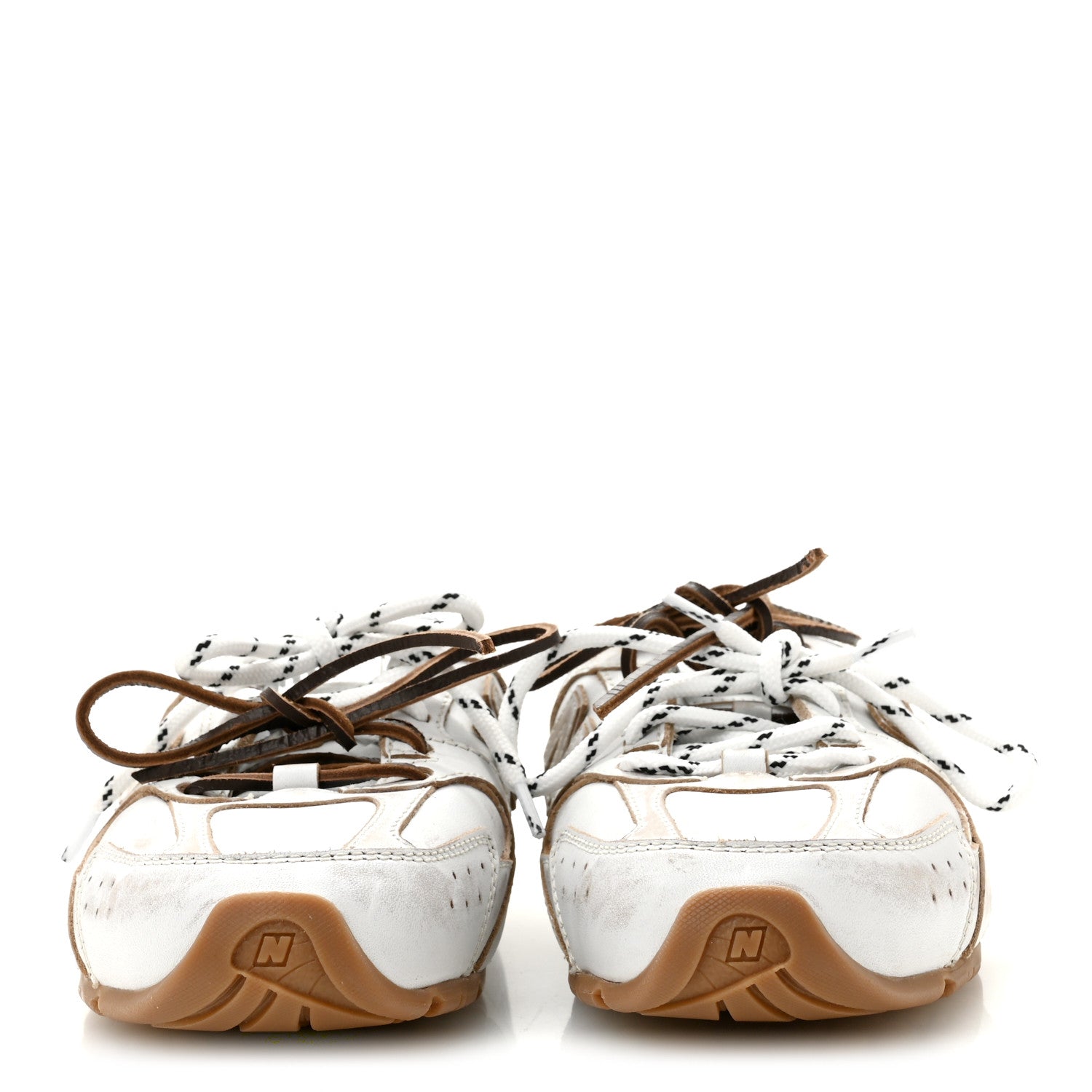 X NEW BALANCE Bleached Calfskin 530 SL Slip-On Sneakers Mules 39.5 White