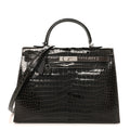 Shiny Porosus Crocodile Kelly Sellier 35 Graphite
