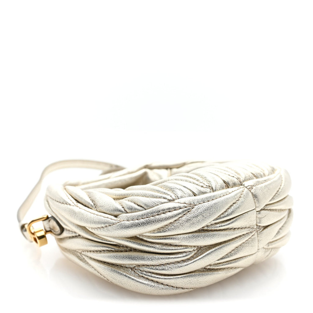 Metallic Nappa Matelasse Micro Wander Hobo Pirite Pirite