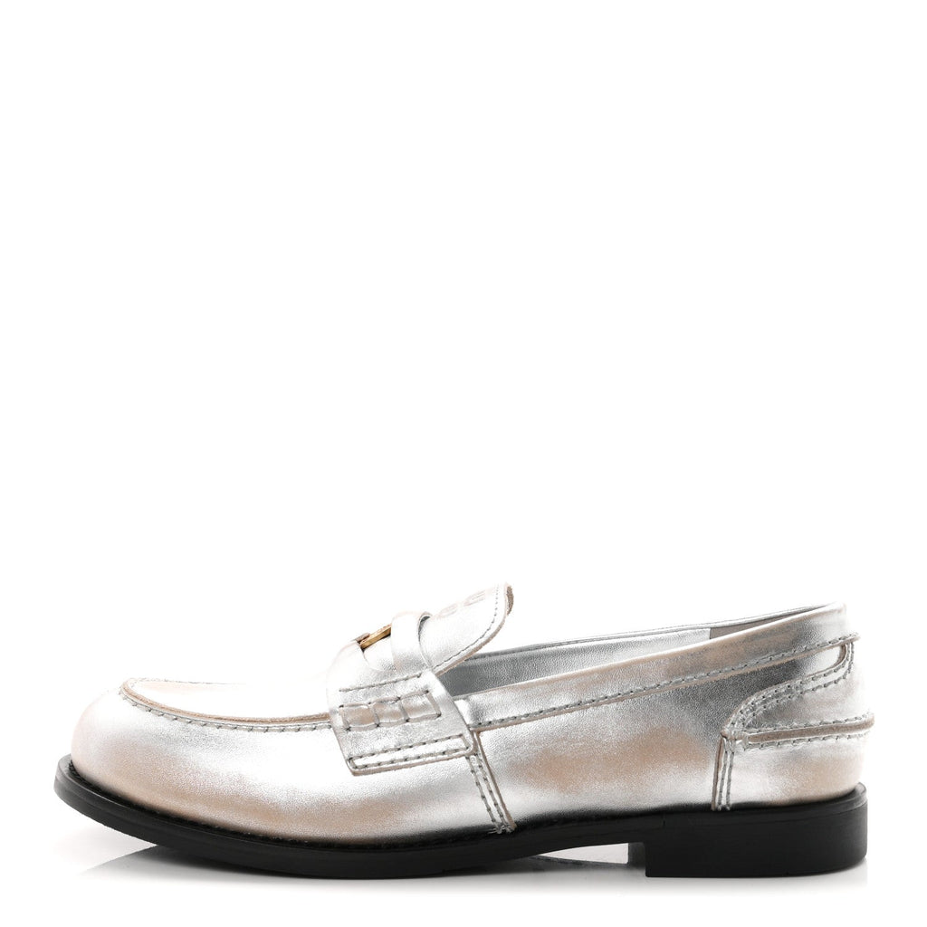 Vitello Deco Penny Loafer 39 Argento