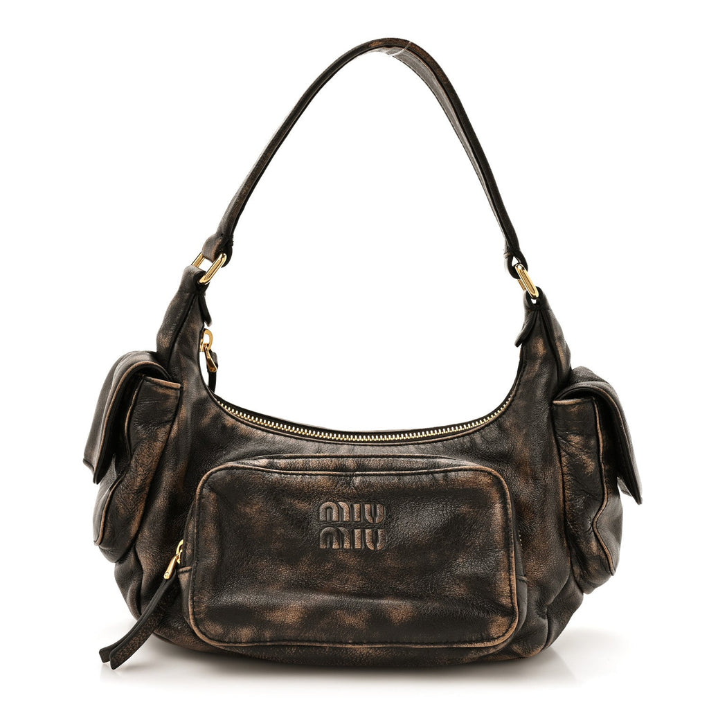 Distressed Nappa Pocket Bag  Sand Coffee