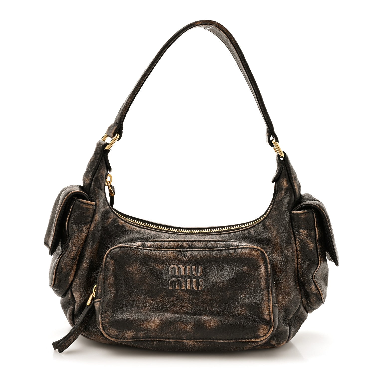 Distressed Nappa Pocket Bag  Sand Coffee