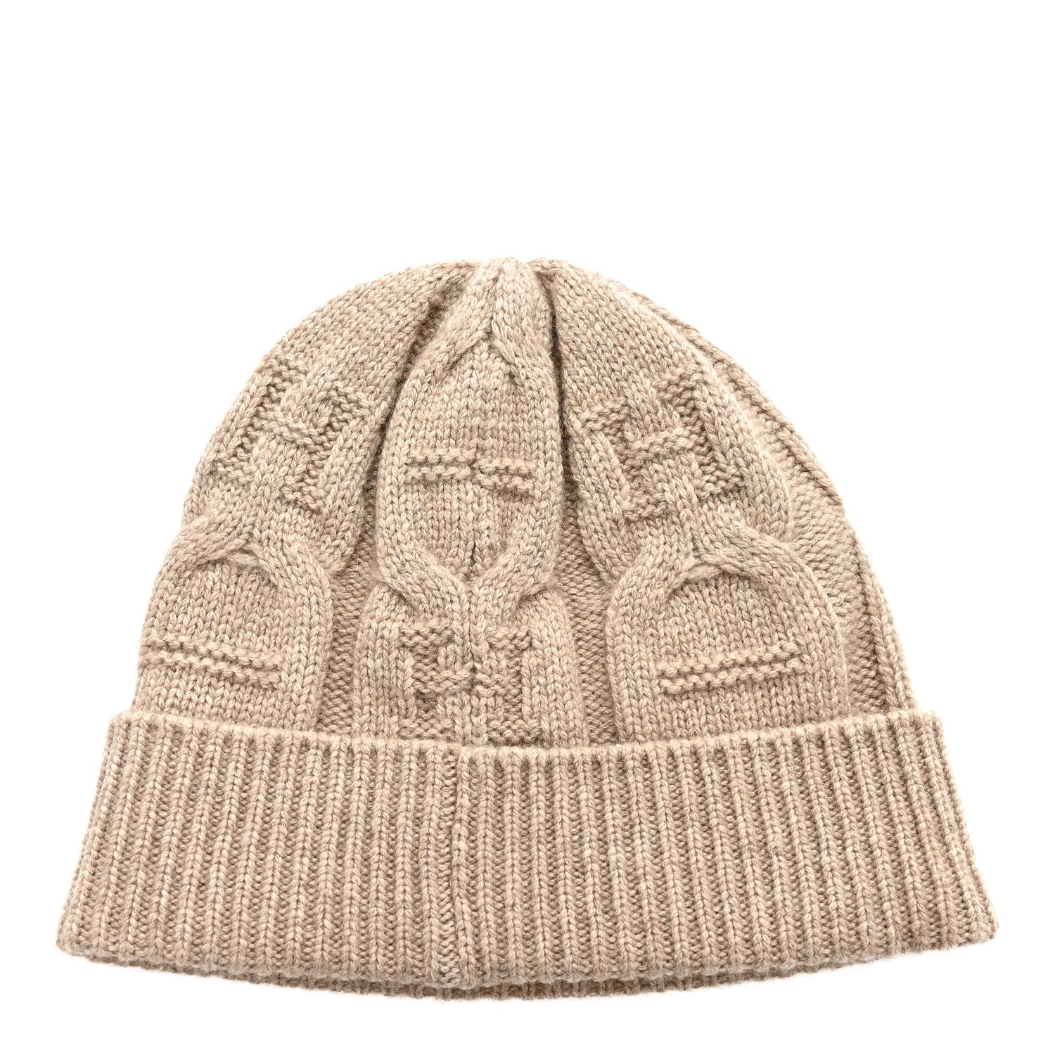 Cashmere Knit Cable Maillons Beanie M Beige