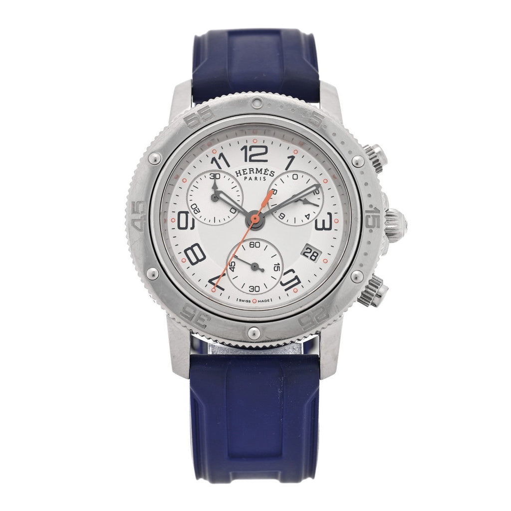 Stainless Steel Rubber 36mm Clipper Chronograph Quartz Watch Blue