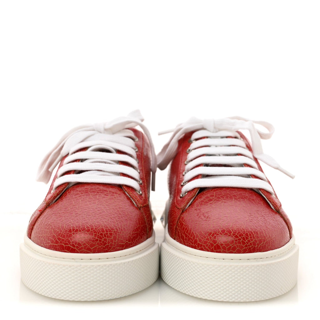 Crackled Goatskin Crystal Sneakers 39 Rosso