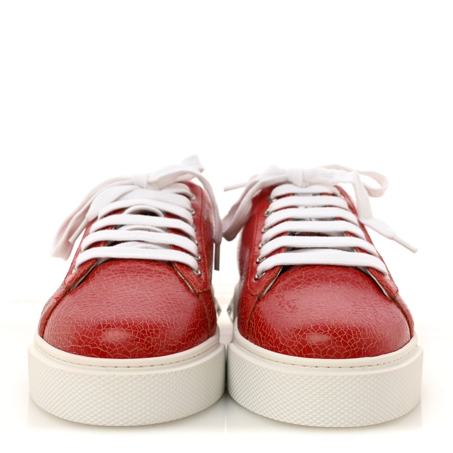 Crackled Goatskin Crystal Sneakers 39 Rosso