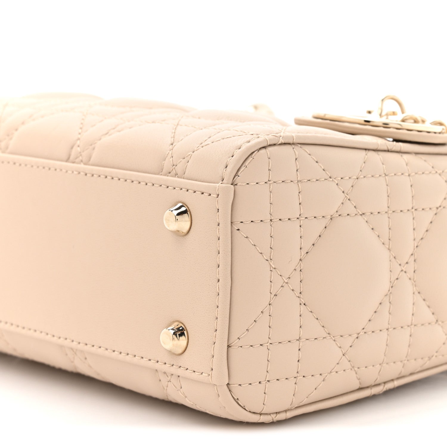 Lambskin Cannage Mini Lady Dior Powder Beige
