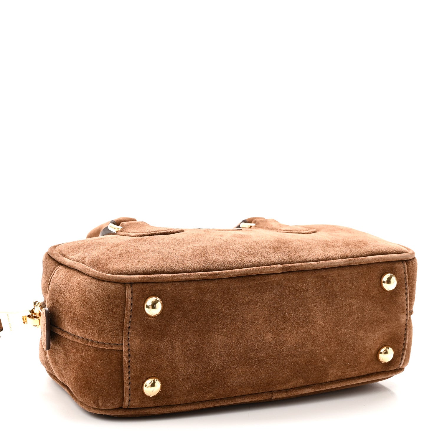 Suede Padded Regular Arcadie Top Handle Bag Cacao