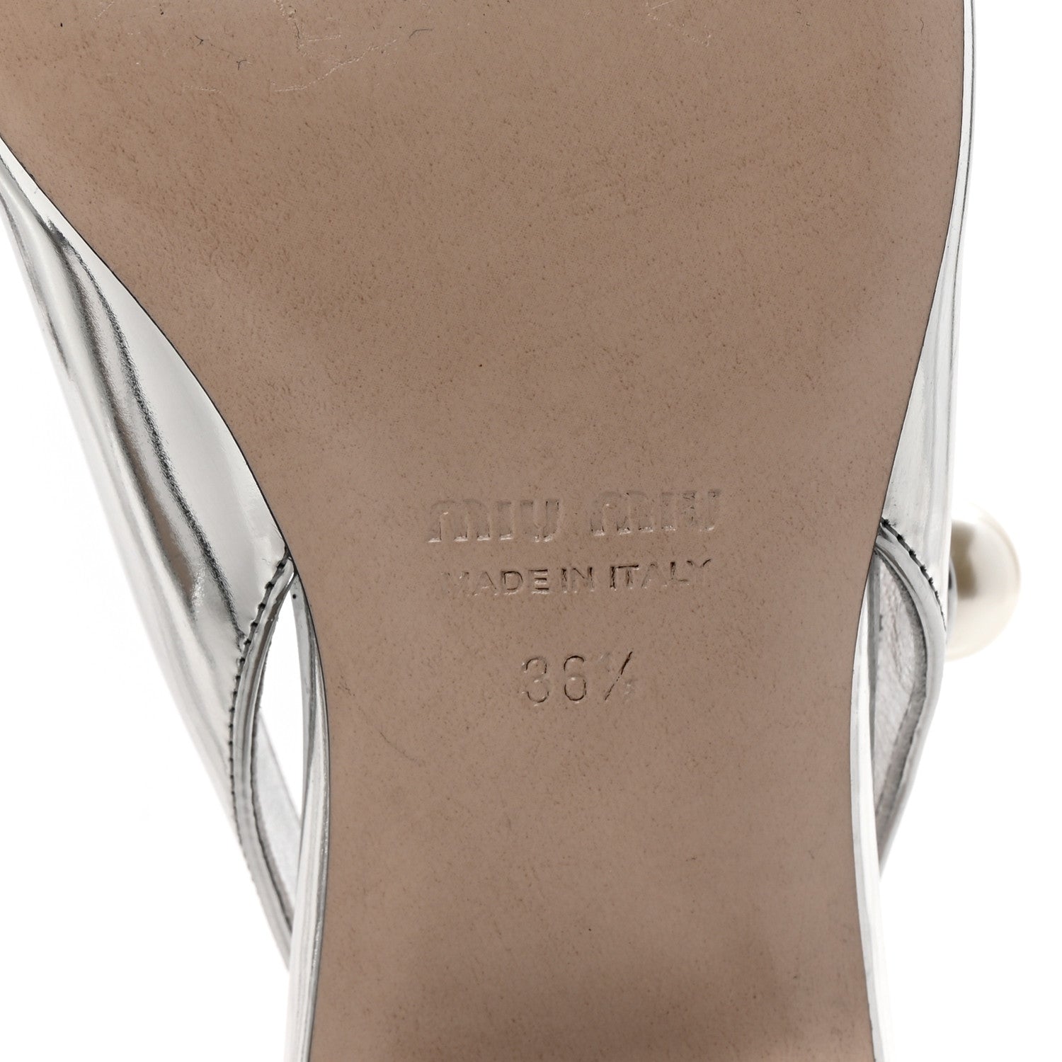 Metallic Patent Chain Pearl Slingback Pumps 36.5 Silver Black