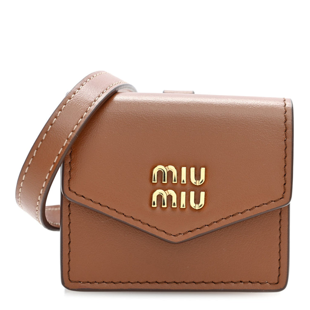 Nappa Flap Pouch Bag Charm Cognac Orange