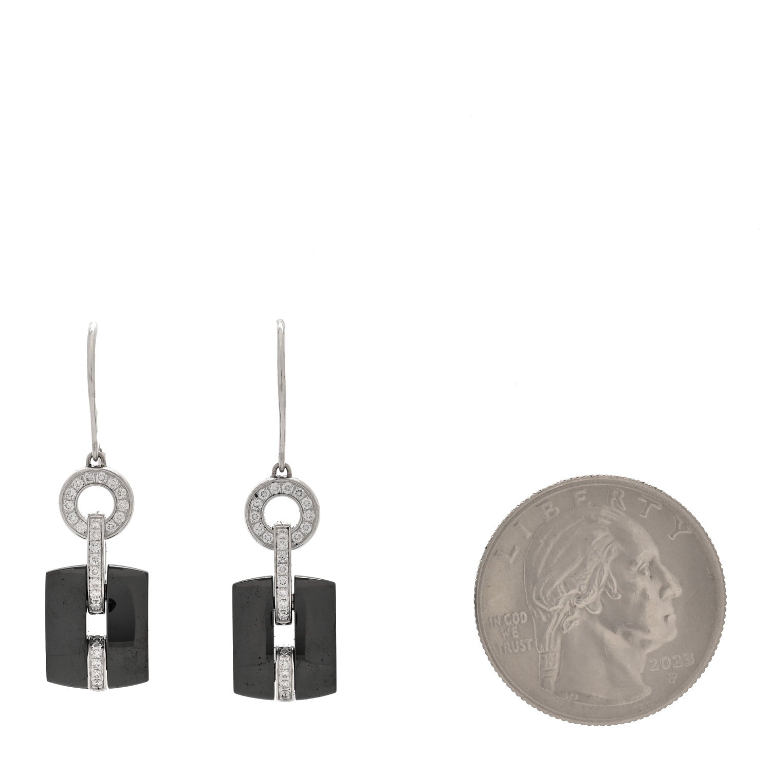 18K White Gold Diamond Ceramic Ultra Drop Earrings Black