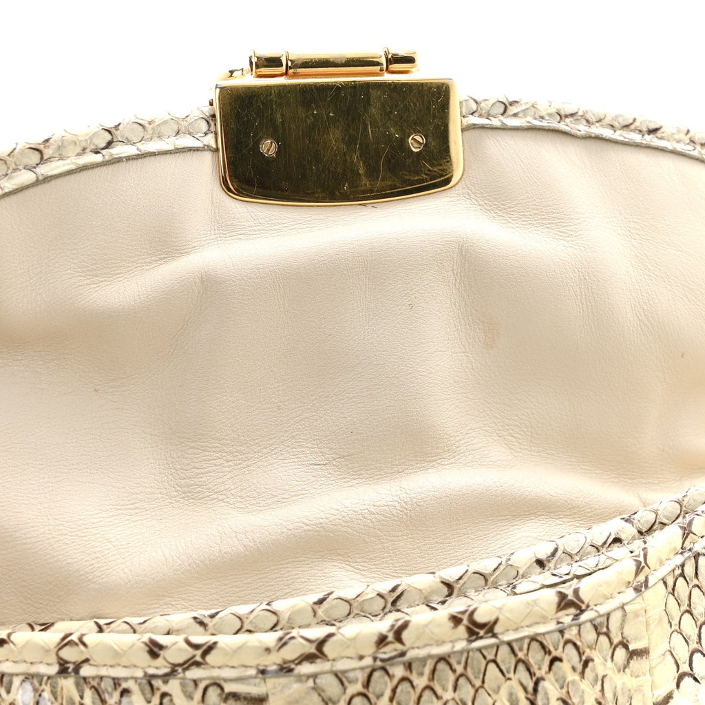 Snakeskin Small Matelasse Coffer Hobo Beige