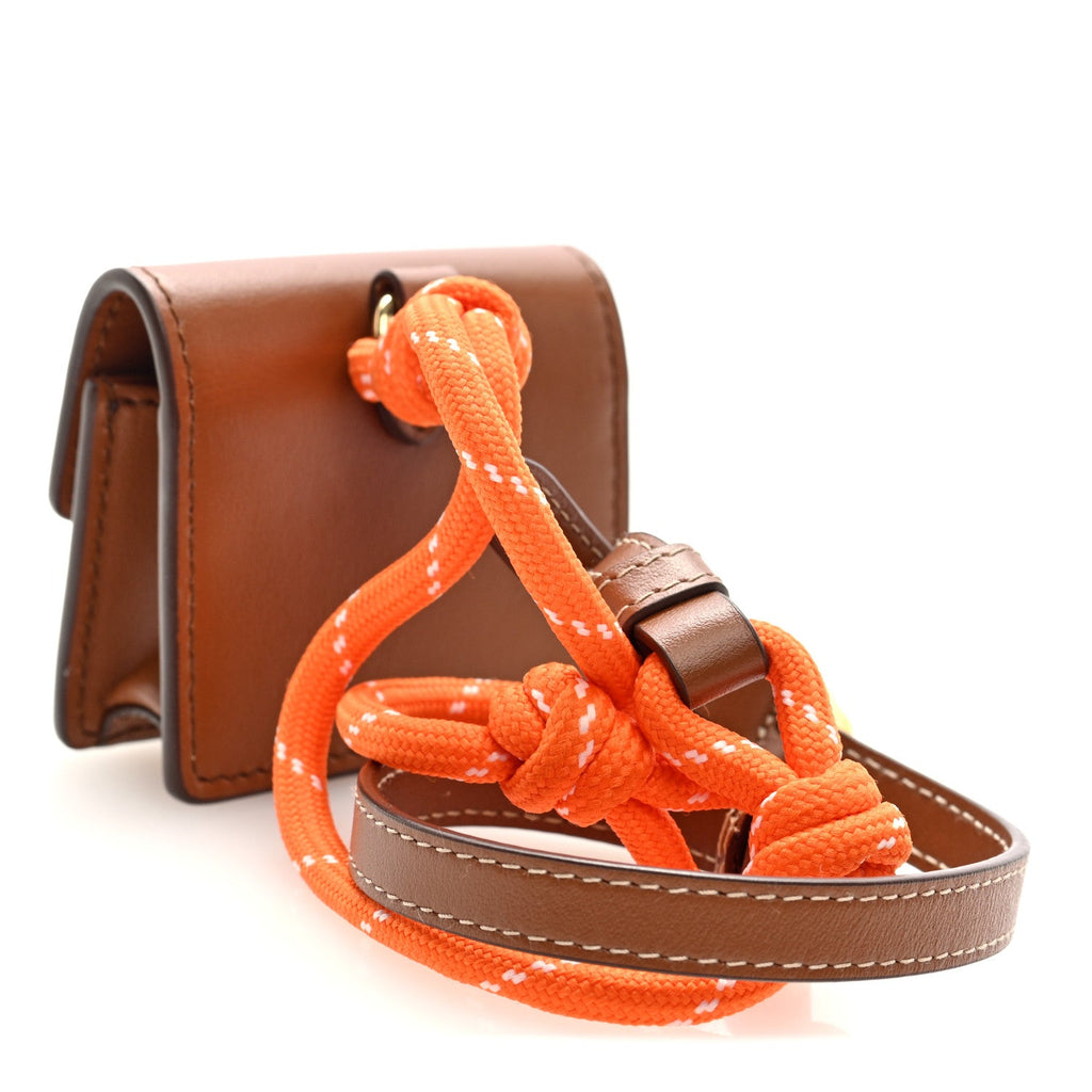Nappa Flap Pouch Bag Charm Cognac Orange