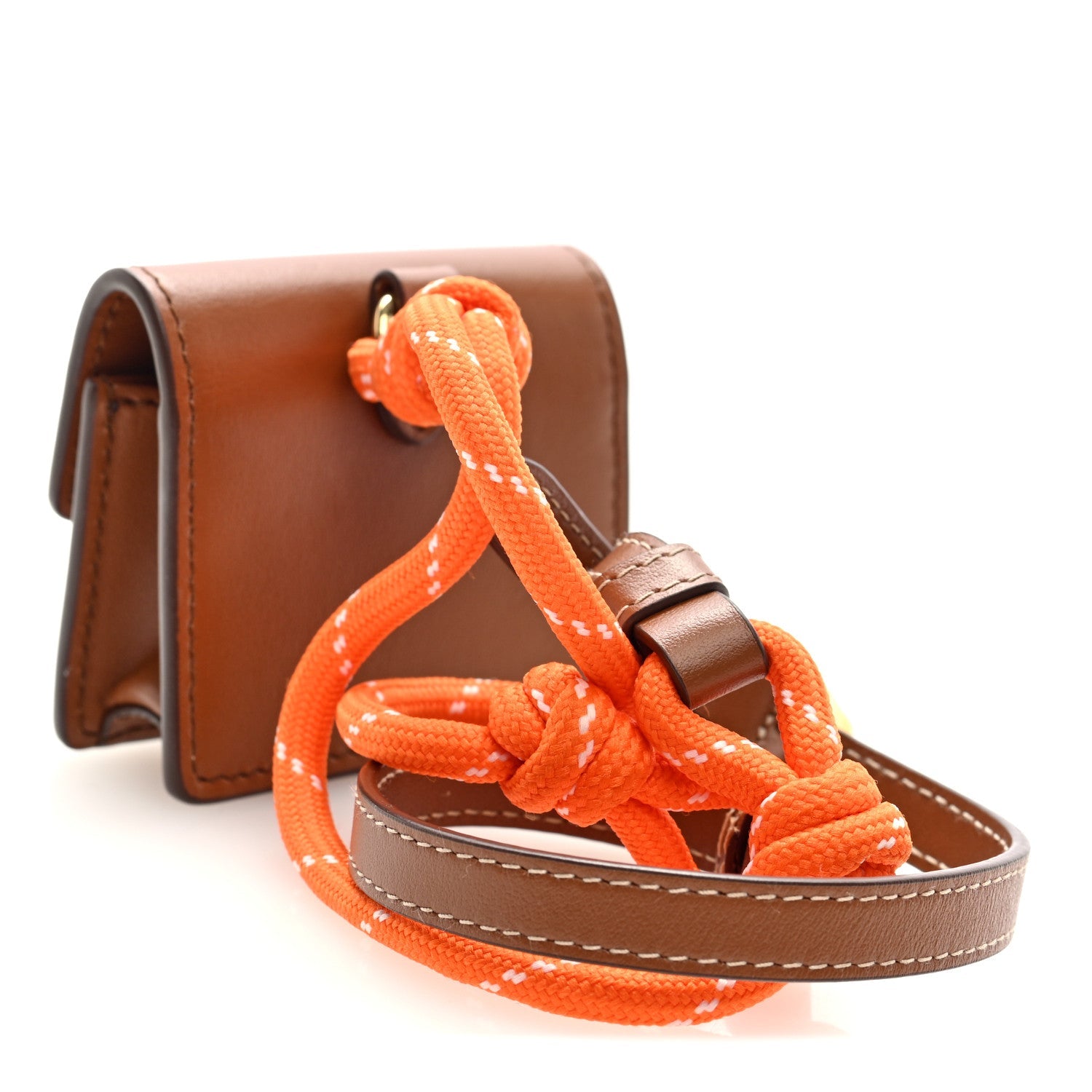 Nappa Flap Pouch Bag Charm Cognac Orange