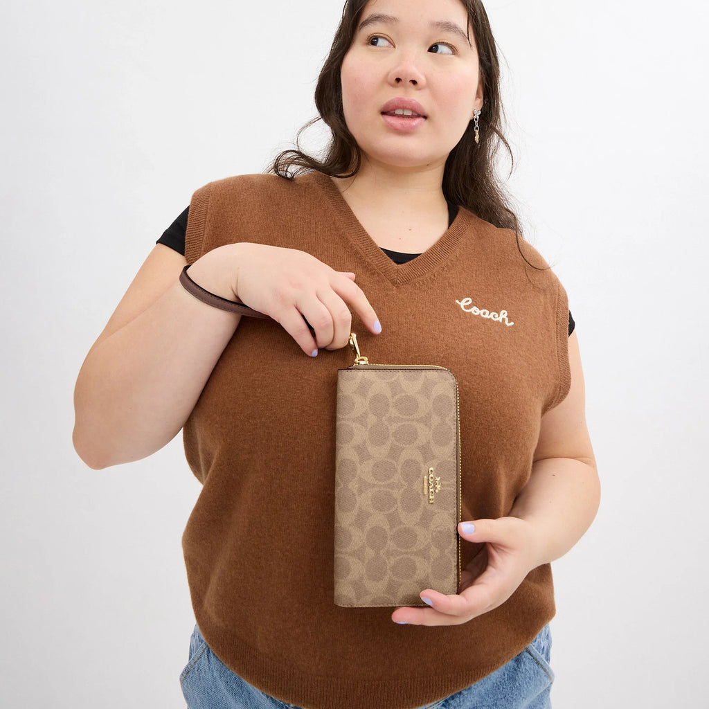 Coach Outlet Long Zip Around Wallet In Signature Canvas