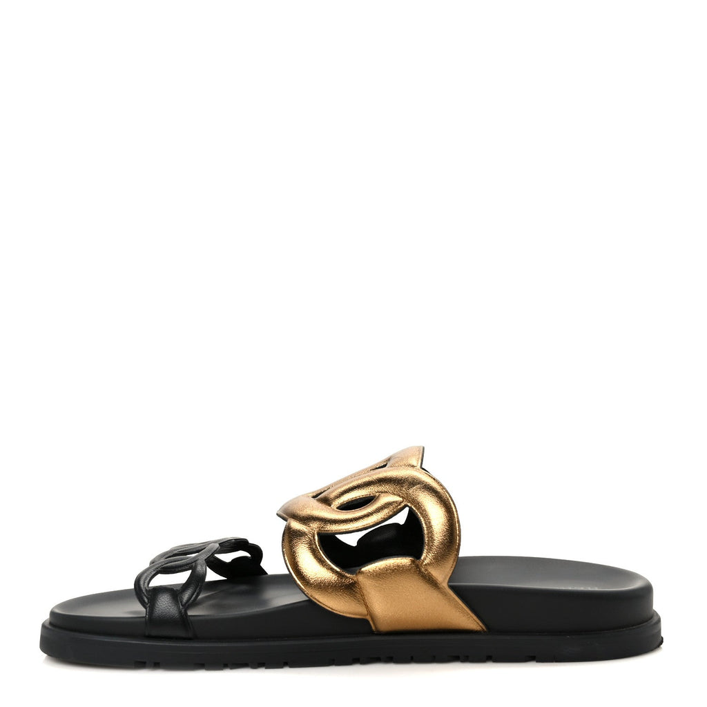 Metallic Nappa Extra Sandals 40 Black Gold
