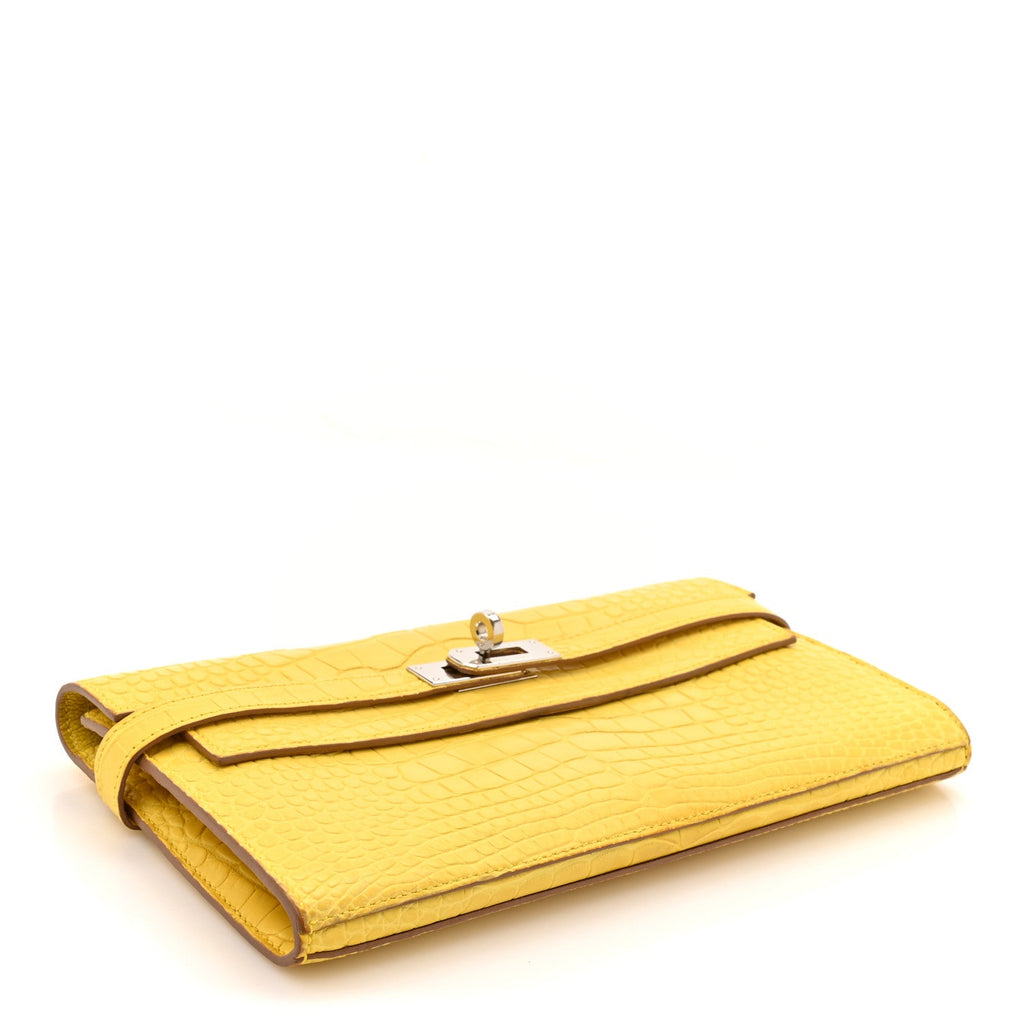 Matte Alligator Kelly Longue Wallet Mimosa