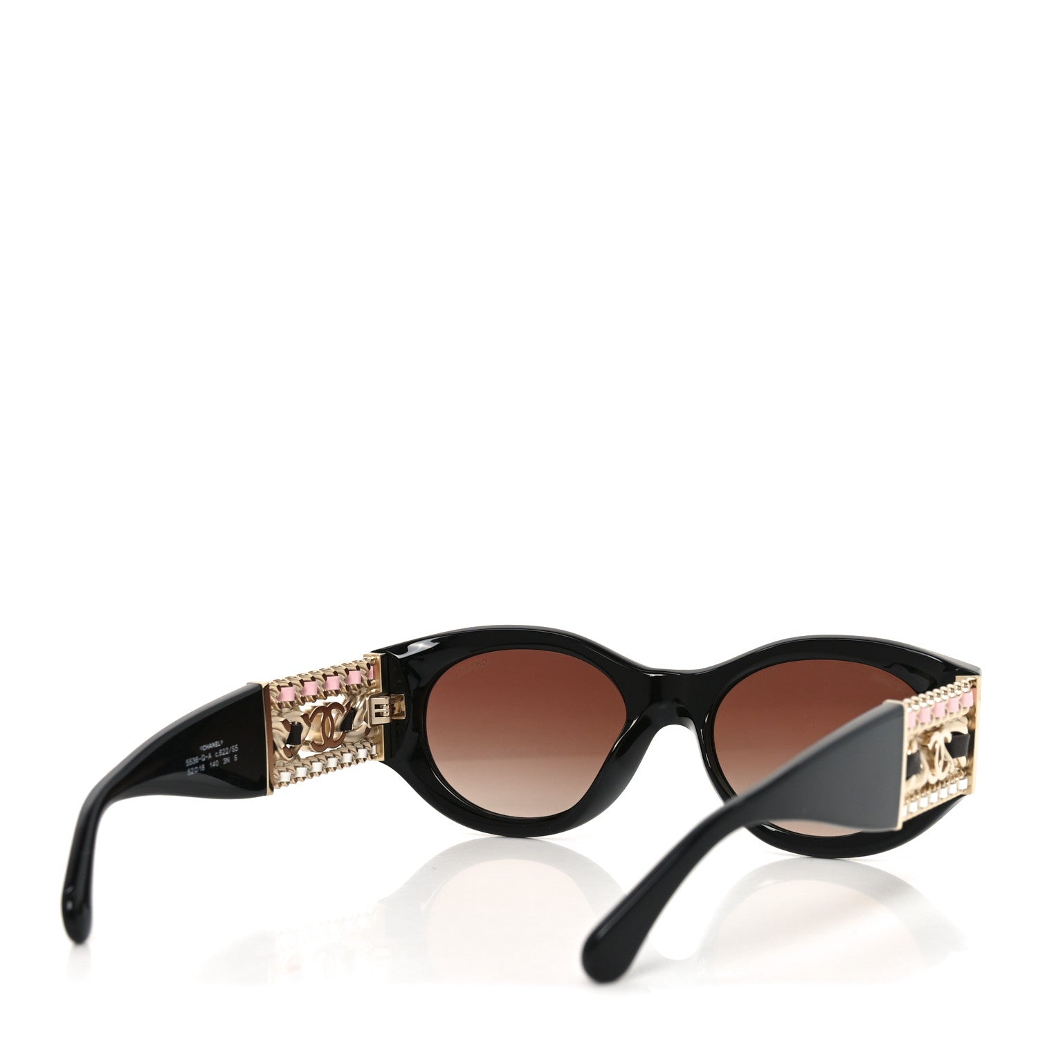 Acetate Calfskin Chain CC Sunglasses 5536-Q-A Black
