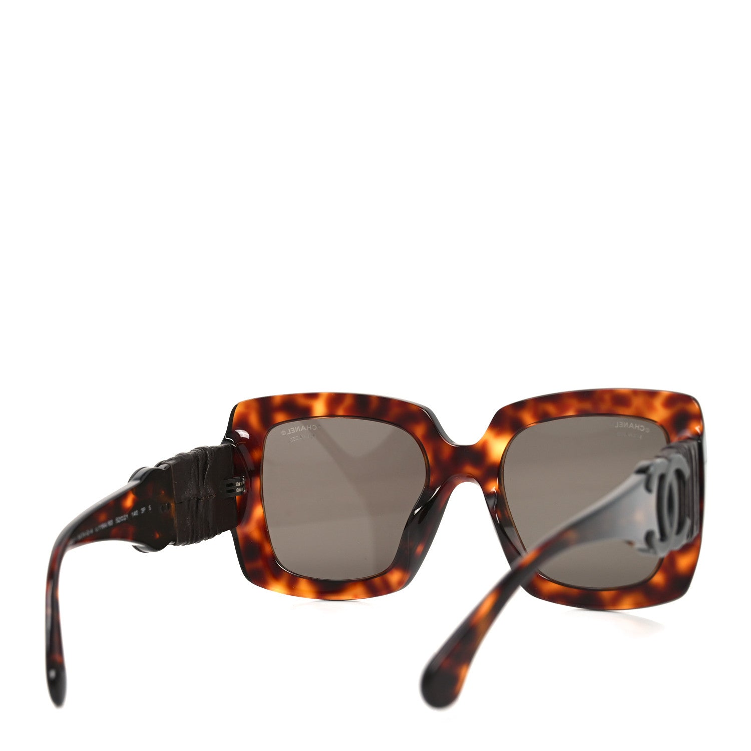 Acetate Calfskin Polarized Square Sunglasses 5474-Q-A Tortoise