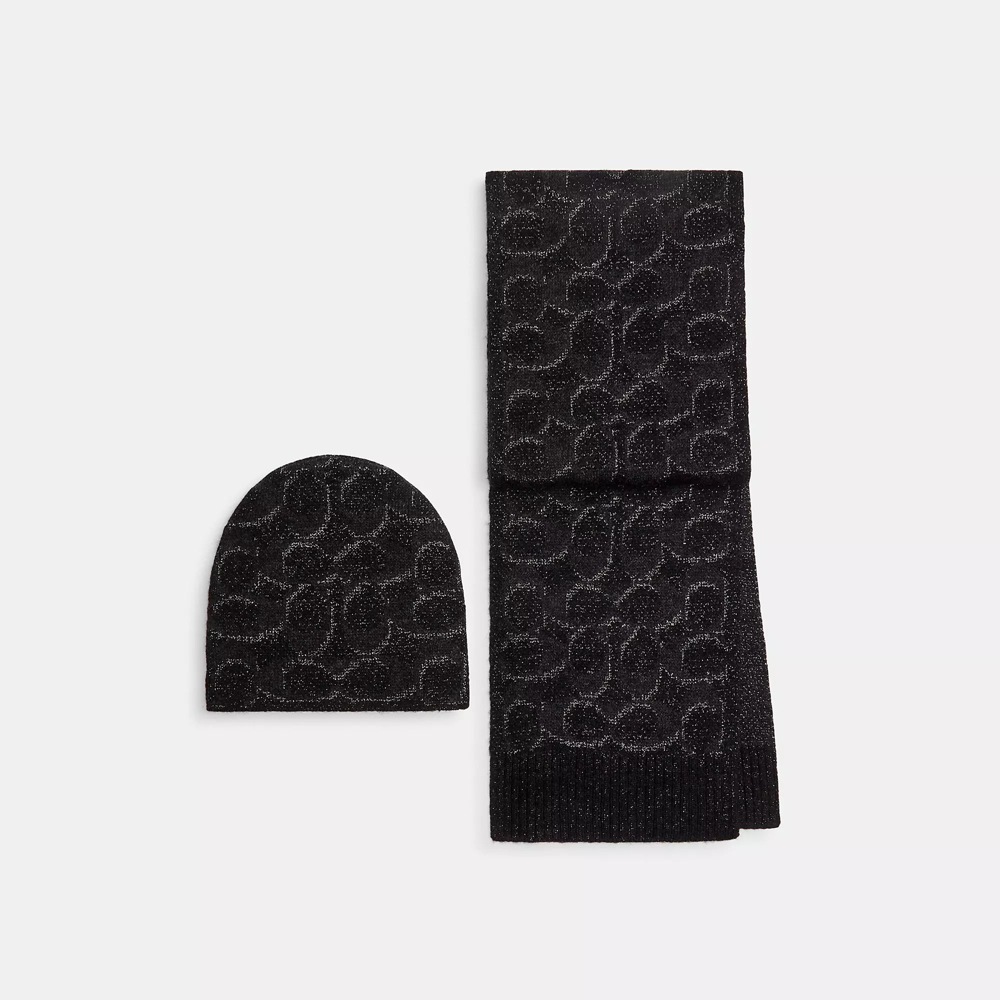 Coach Outlet Signature Metallic Beanie And Muffler Gift Set