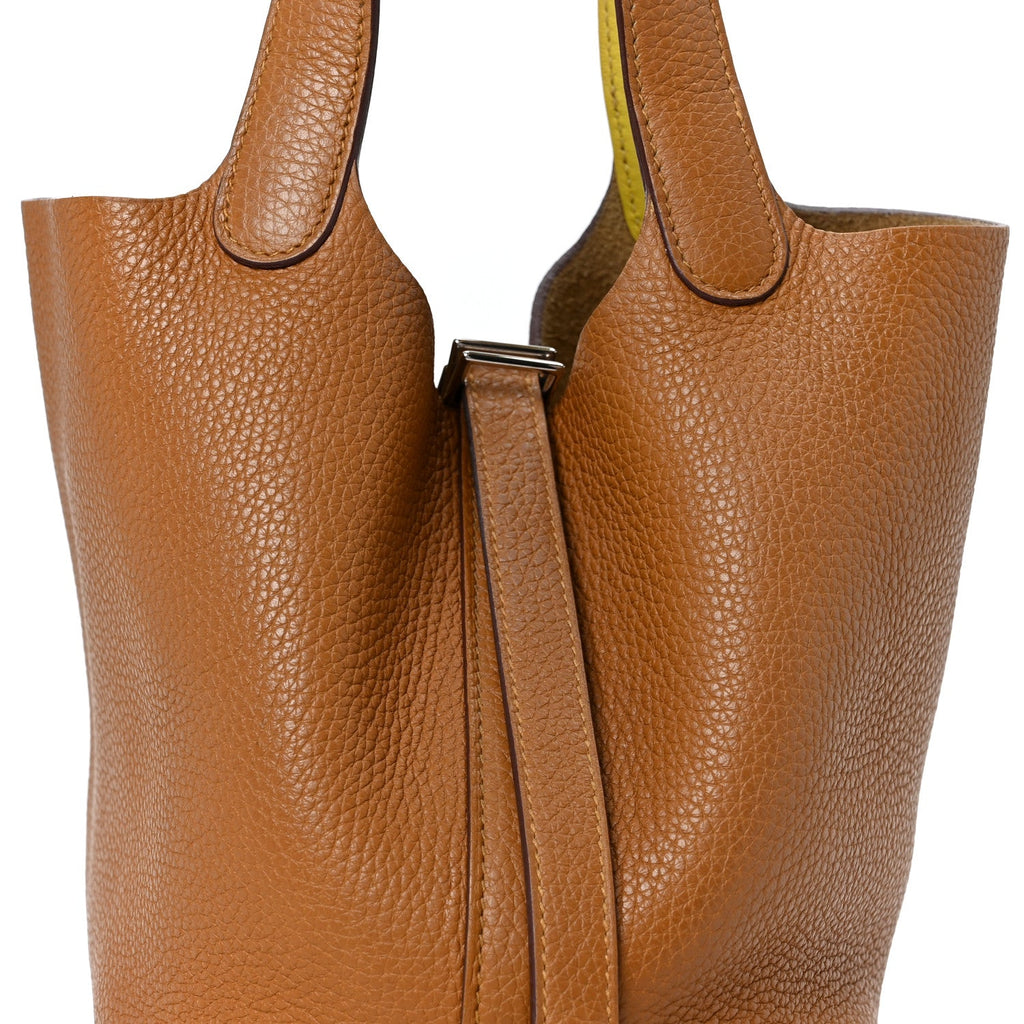 Taurillon Clemence Swift Eclat Picotin Lock 18 PM Sesame Lime