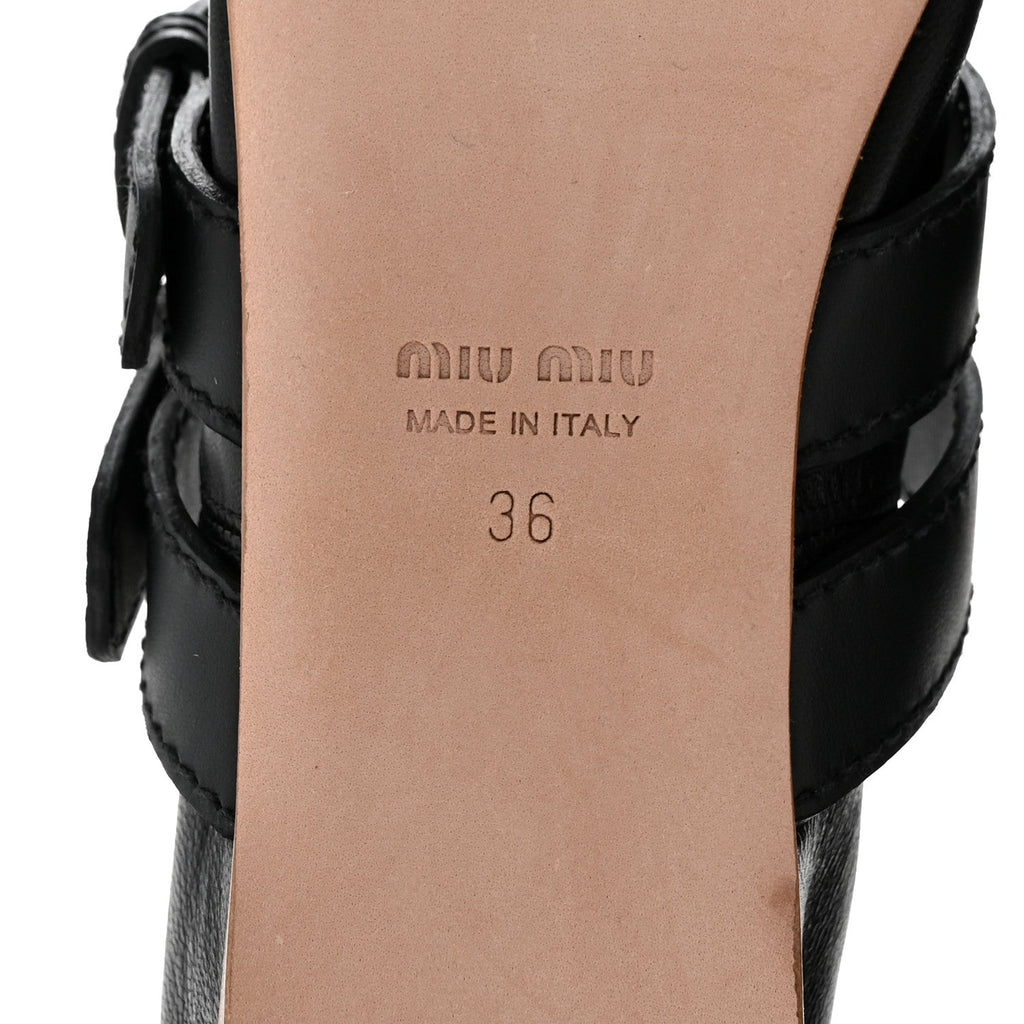 Nappa Vitello Nevada Double Buckle Ballerina Flats 36 Black