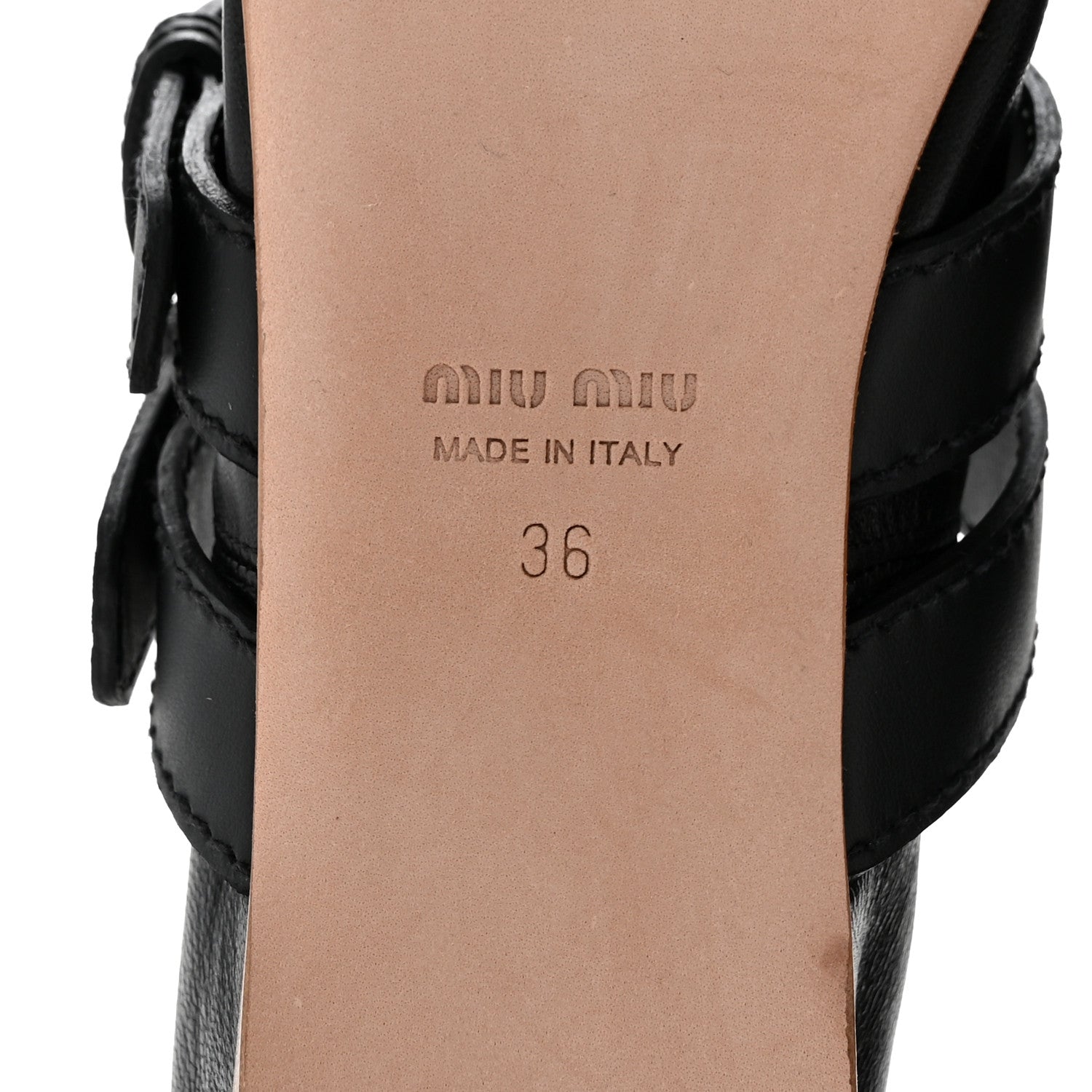 Nappa Vitello Nevada Double Buckle Ballerina Flats 36 Black