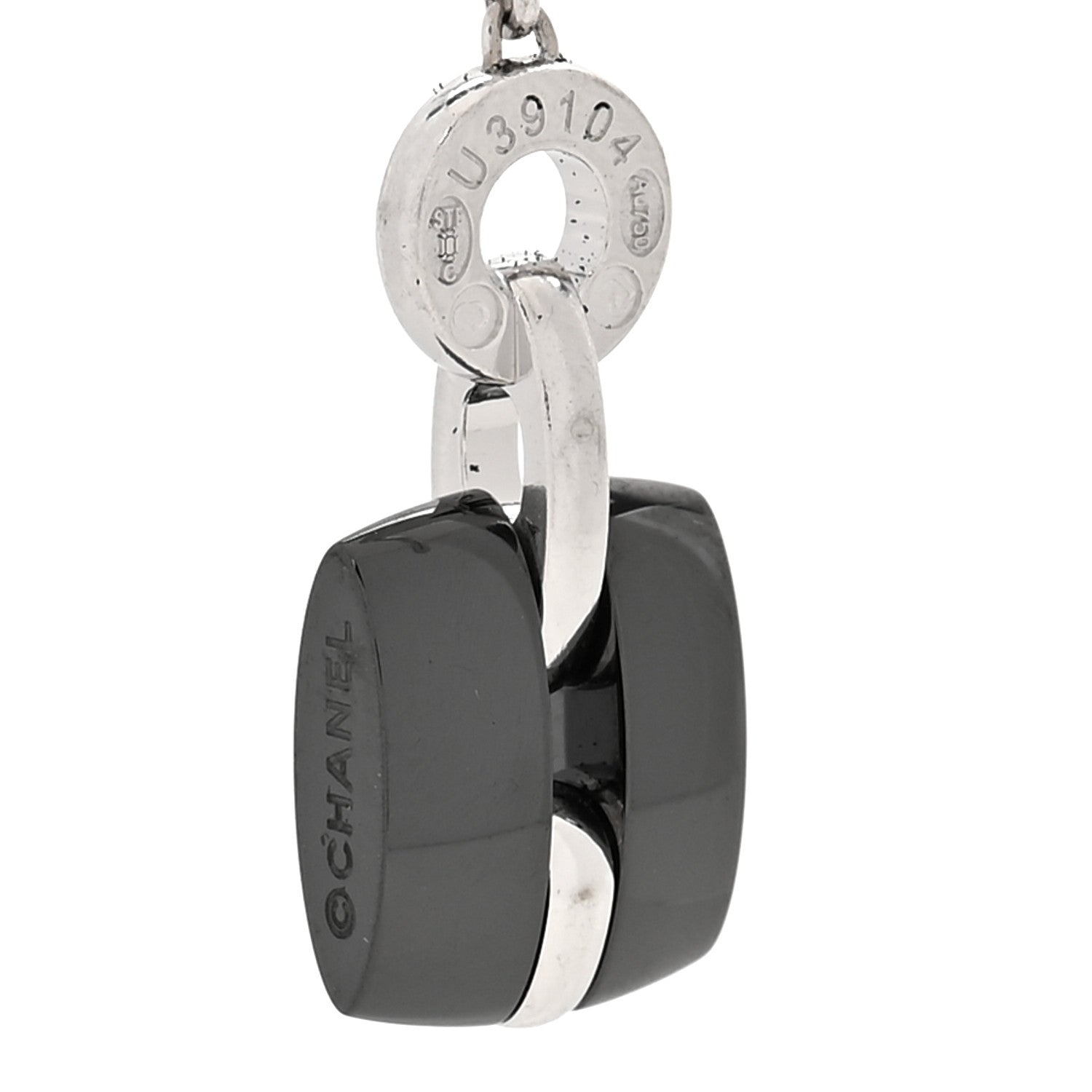 18K White Gold Diamond Ceramic Ultra Drop Earrings Black