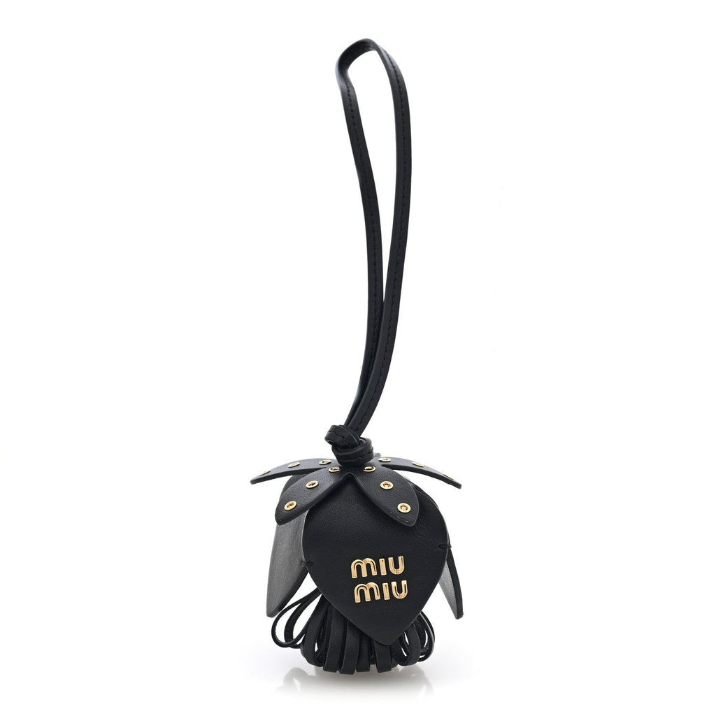 Calfskin Trick Bag Charm Black