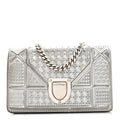 Metallic Patent Micro-Cannage Baby Diorama Flap Bag Silver