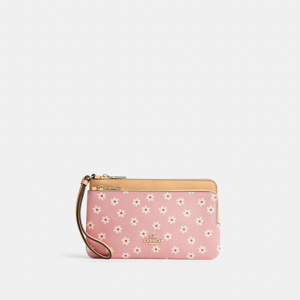 Coach Outlet Double Zip Wristlet With Floral Print