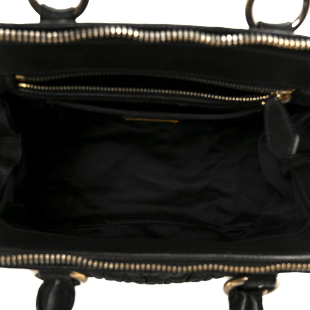 Nappa Matelasse Top Handle Black