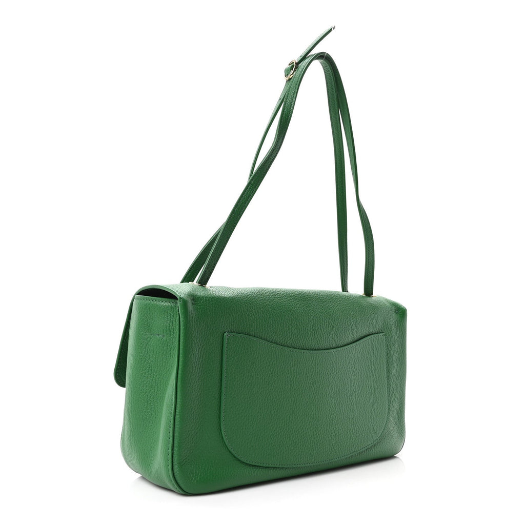 Grained Calfskin Small Souplissimo Maxi Flap Green