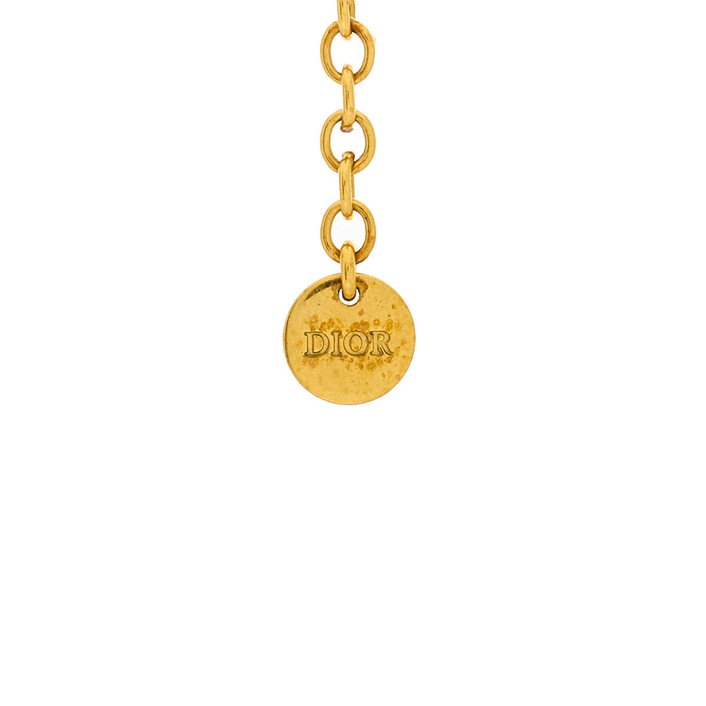 Metal Pearl CD Necklace Gold Black